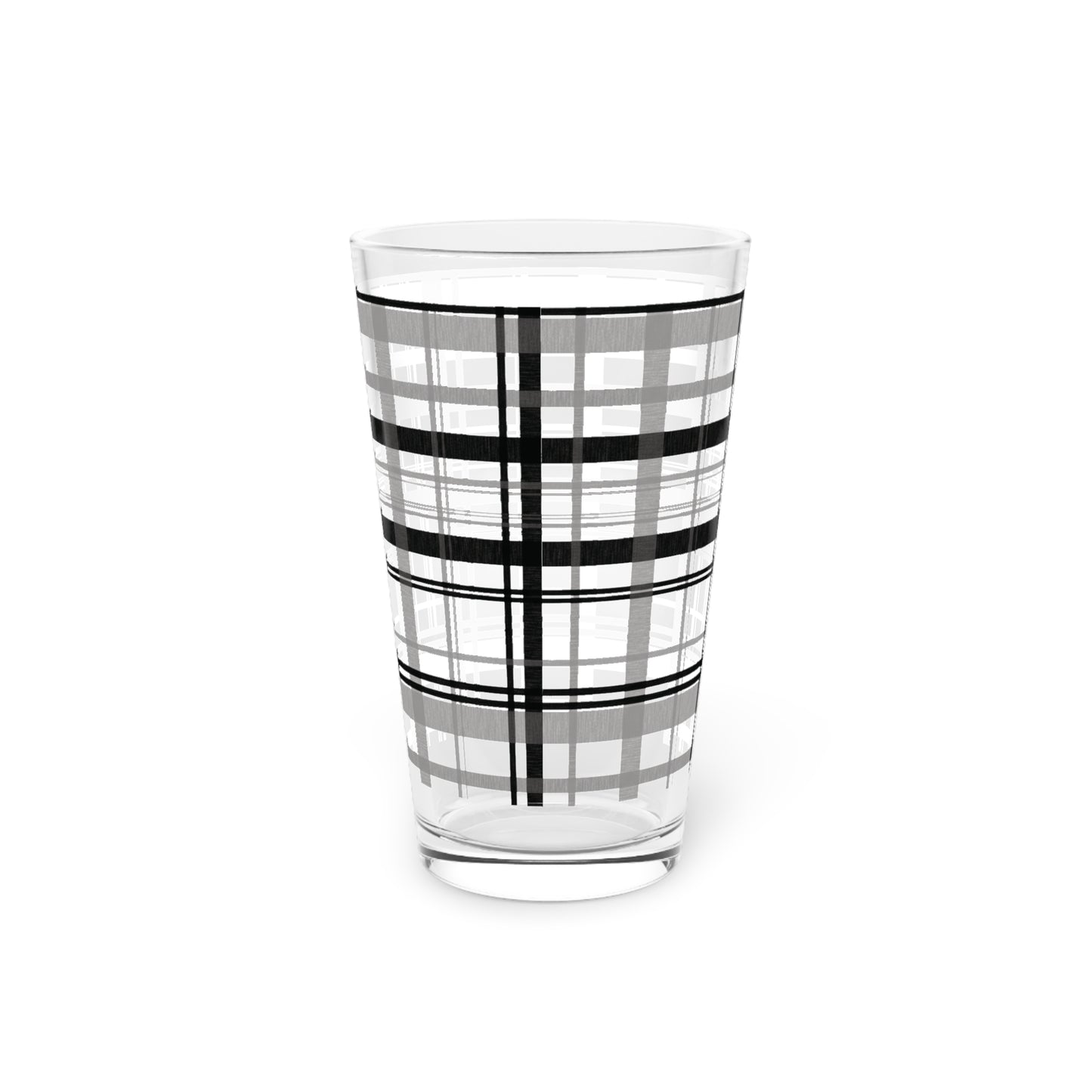 Plaid Pattern Pint Glass, 16oz - Perfect for Entertaining, Gifts, Home Decor, Barware, and Parties