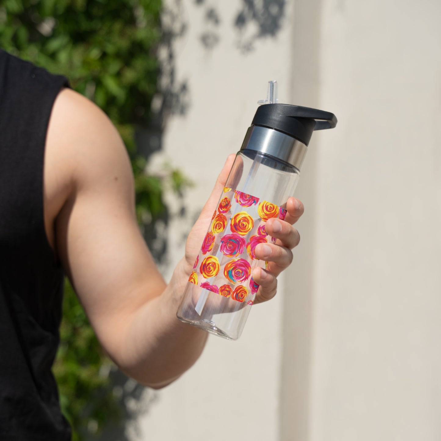 Floral Print Sport Water Bottle, Eco-Friendly Hydration, Holiday Gift, Winter Sports Gear, Fitness Water Bottle, Gym and Outdoor Essentials
