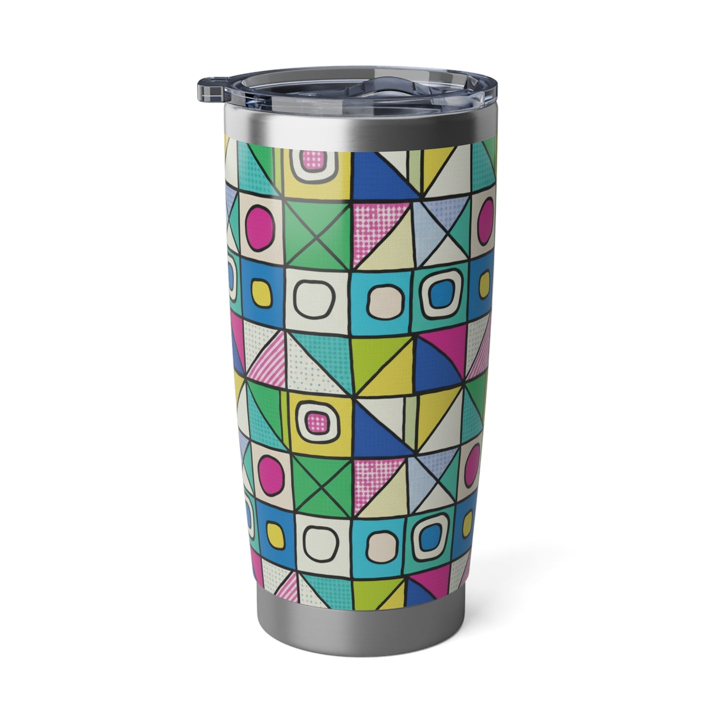 Vibrant Geometric 20oz Tumbler, Travel Mug, Colorful Drinkware, Gift for Adventurers, Fun and Modern Style