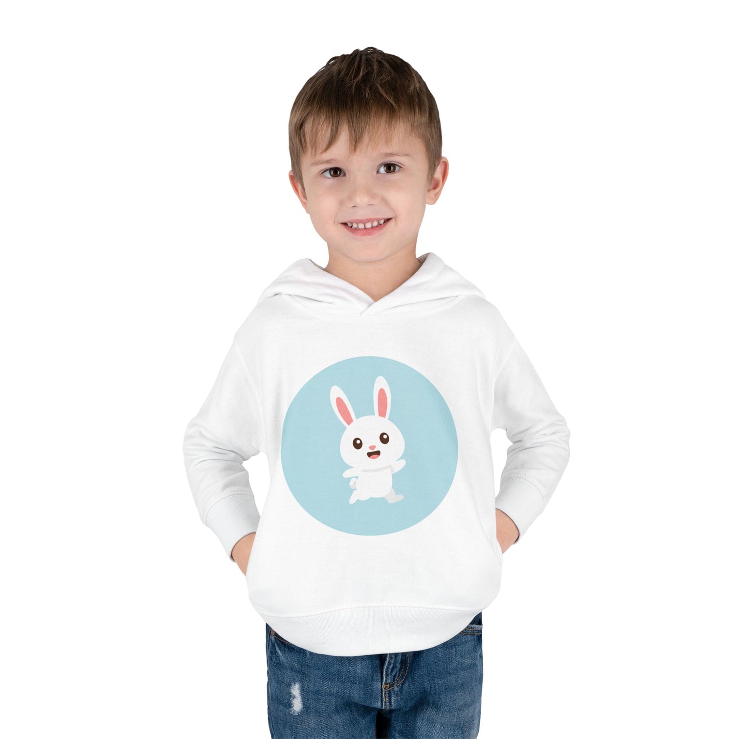 Adorable toddler pullover fleece hoodie with cute bunny design, cozy kids' clothing, spring outfits, Easter gifts, playful apparel