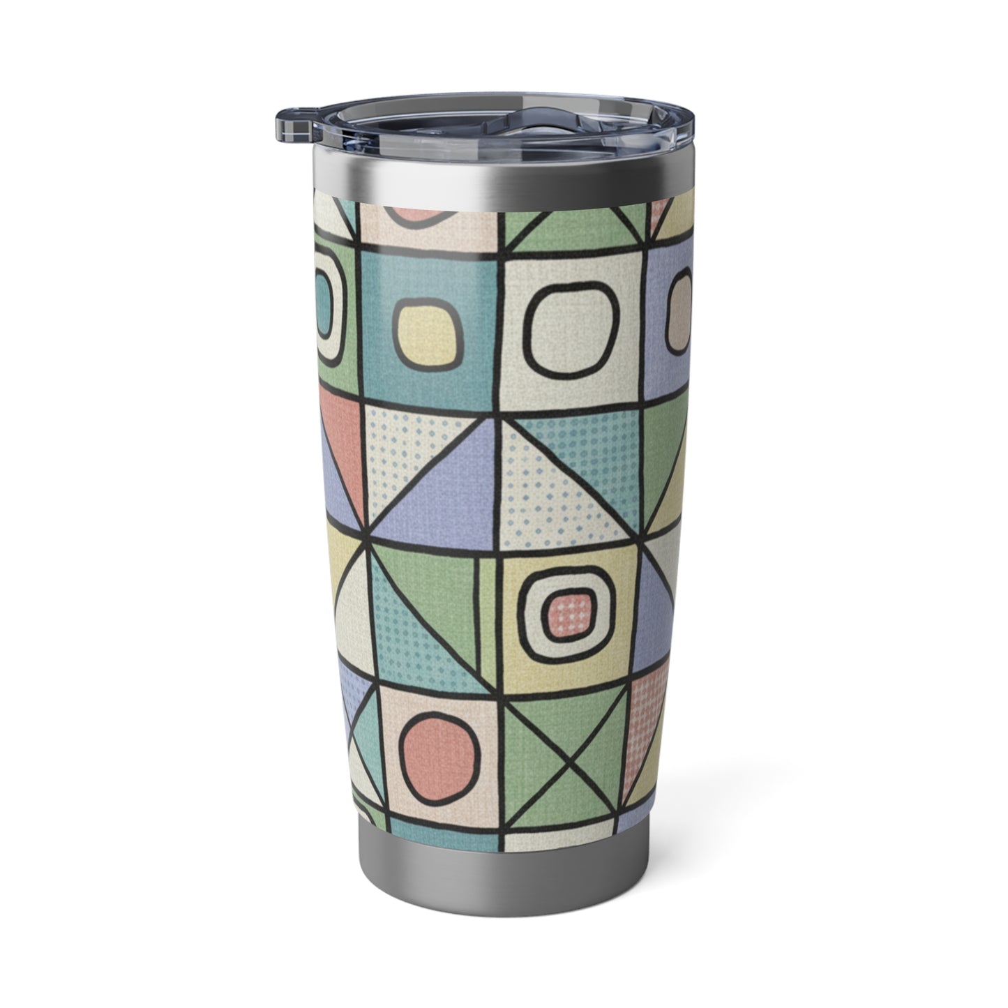 Vibrant Geometric 20oz Tumbler, Travel Mug, Reusable Drinkware, Gift for Adventurers, Colorful Coffee Cup, Eco-Friendly Tumbler
