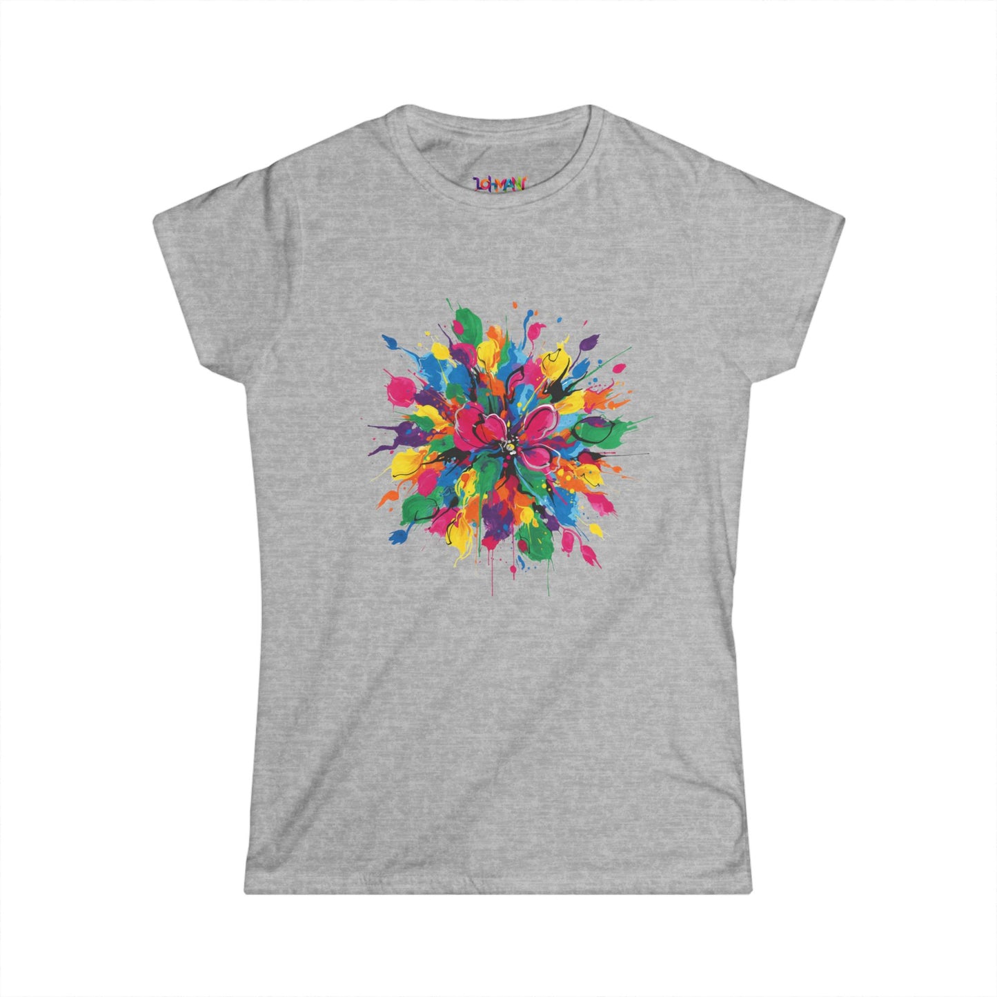 Colorful Floral Women's Softstyle Tee - Vibrant Summer Shirt, Casual Wear, Gift for Her, Art-Inspired Fashion, Spring Style, Unique Tee