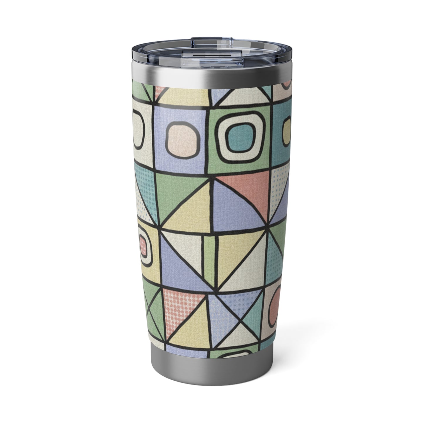 Vibrant Geometric 20oz Tumbler, Travel Mug, Reusable Drinkware, Gift for Adventurers, Colorful Coffee Cup, Eco-Friendly Tumbler