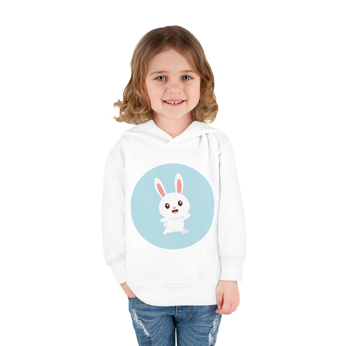 Adorable toddler pullover fleece hoodie with cute bunny design, cozy kids' clothing, spring outfits, Easter gifts, playful apparel