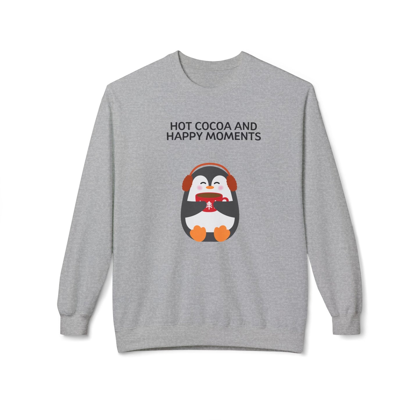 Penguin Hot Cocoa Sweatshirt | Cozy Winter Crewneck, Gift for Cocoa Lovers, Holiday Apparel, Cute Penguin Design, Winter Wear