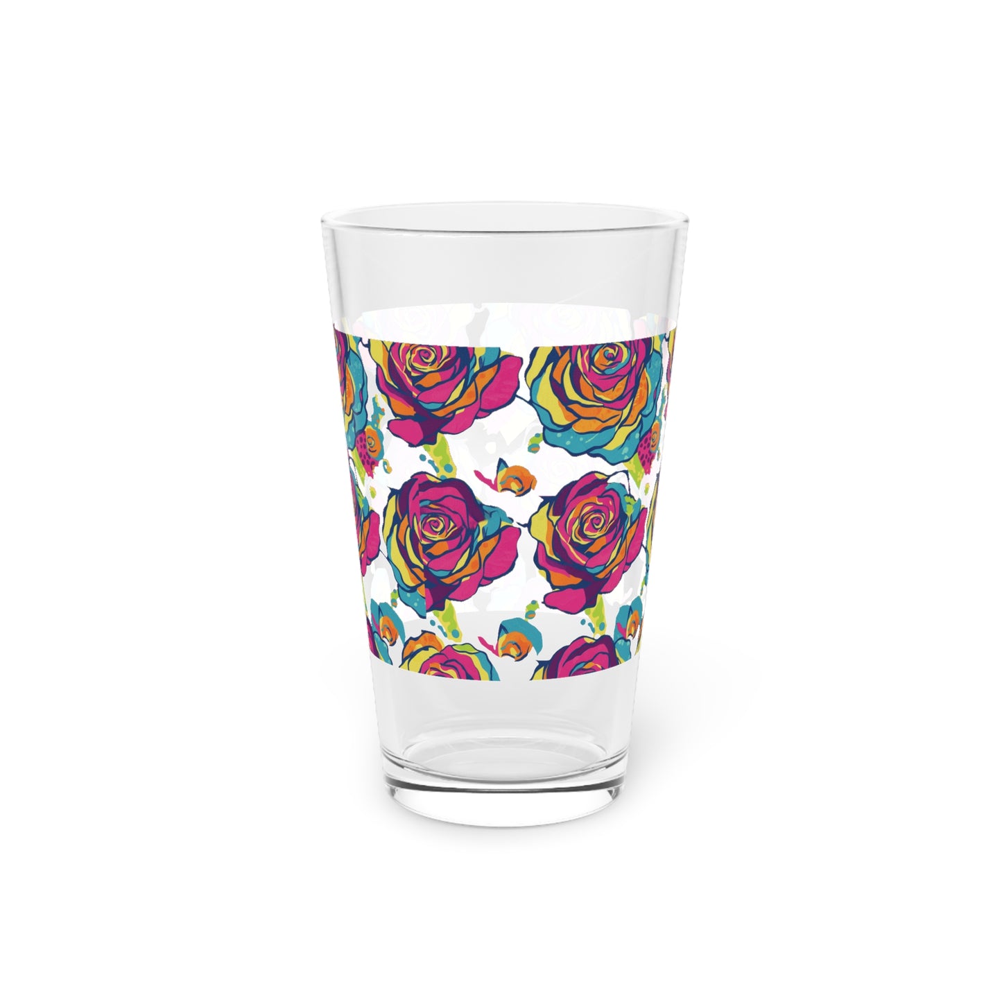 Vibrant Rose Pint Glass, Colorful Drinkware, Cocktail Glass