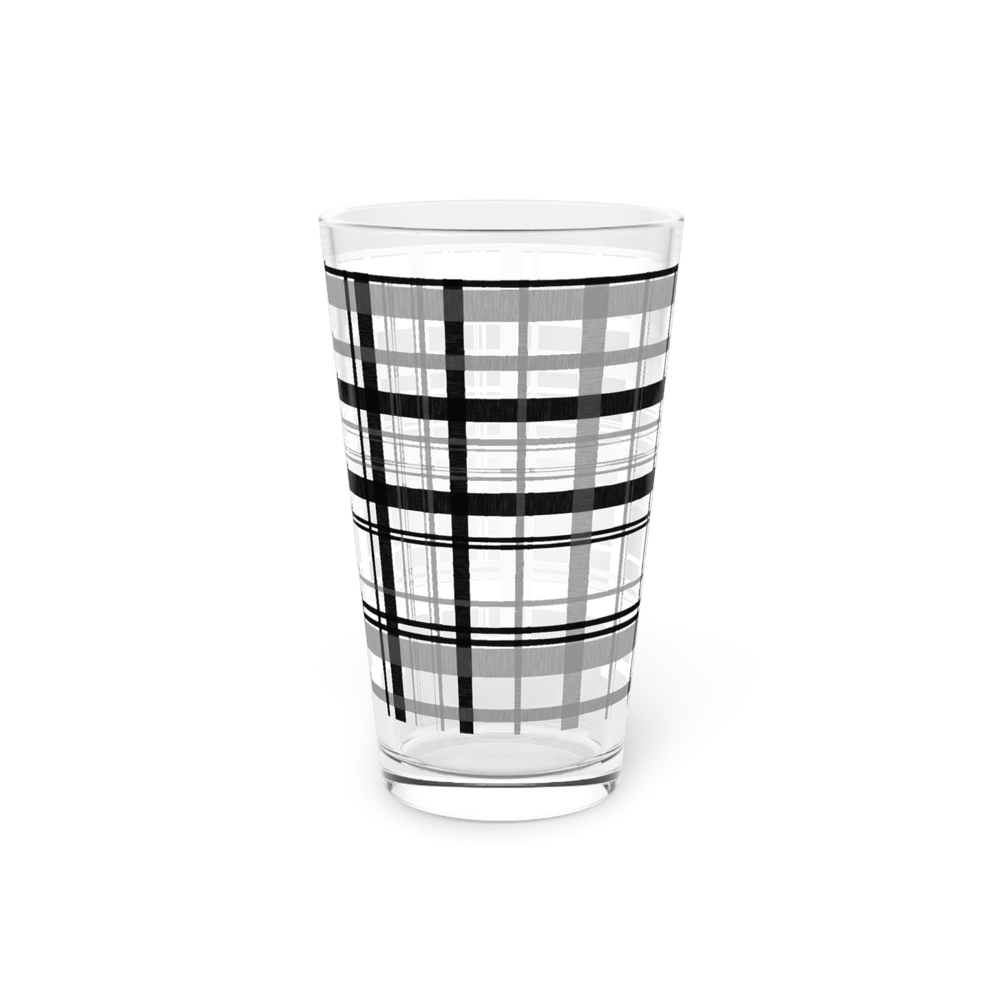 Plaid Pattern Pint Glass, 16oz - Perfect for Entertaining, Gifts, Home Decor, Barware, and Parties