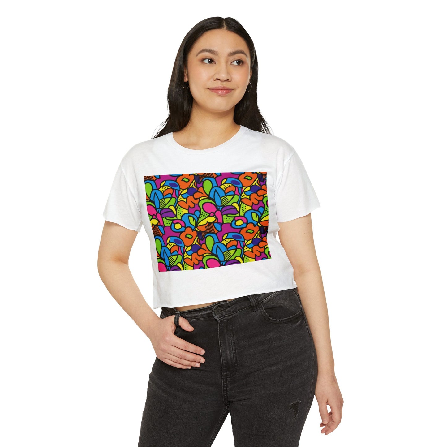 Colorful Women's Festival Crop Top - Boho Chic, Summer Vibes, Music Festivals, Casual Wear, Gift Idea, Trendy Apparel