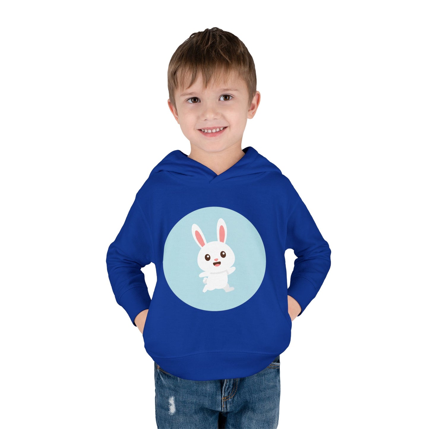 Adorable toddler pullover fleece hoodie with cute bunny design, cozy kids' clothing, spring outfits, Easter gifts, playful apparel
