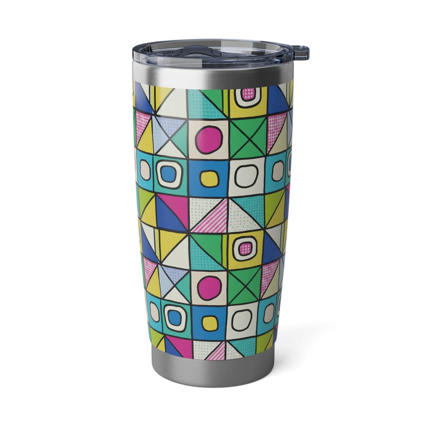 Vibrant Geometric 20oz Tumbler, Travel Mug, Colorful Drinkware, Gift for Adventurers, Fun and Modern Style
