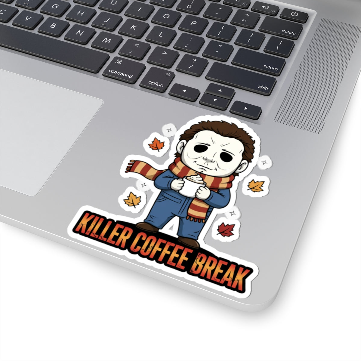 Killer Coffee Break Kiss-Cut Stickers, Horror Stickers, Halloween Decor, Unique Gift, Laptop Stickers, Coffee Lovers