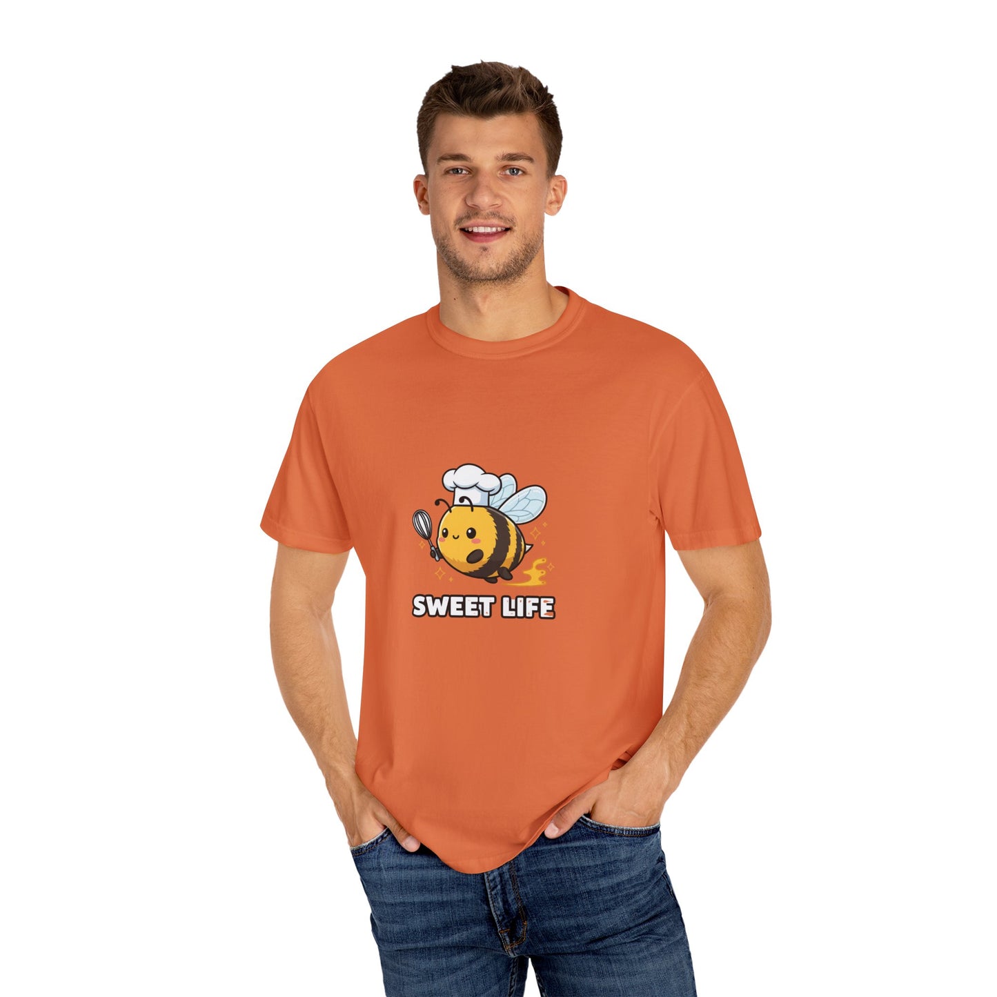 Bee-themed Unisex Garment-Dyed T-shirt, Sweet Life Shirt, Cute Bee Tee, Fun Gift for Beekeepers, Summer Casual Wear