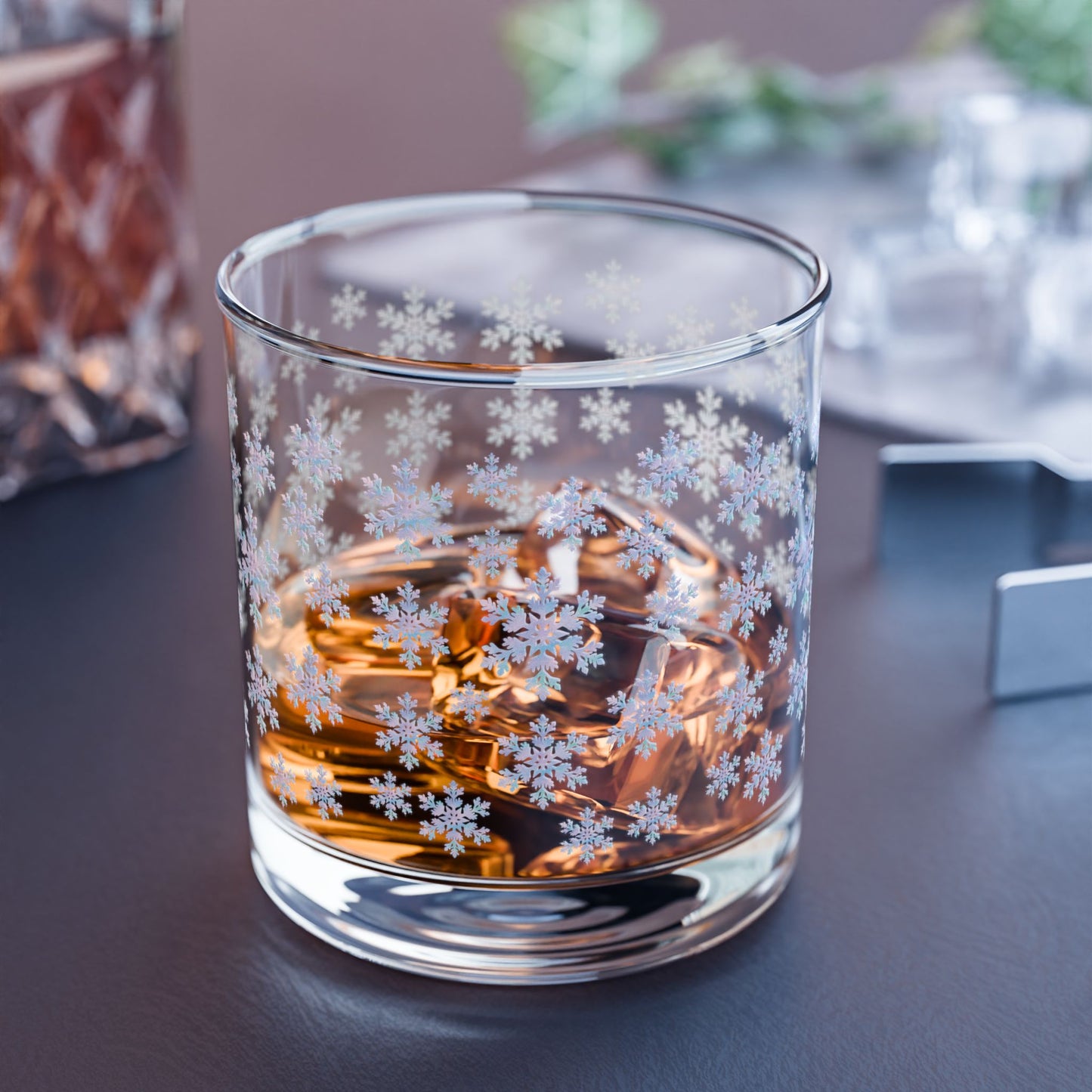 Snowflake Rocks Glass, 10oz - Winter Drinkware, Holiday Gifts for Her, Unique Home Decor, Christmas Party Essentials, Barware