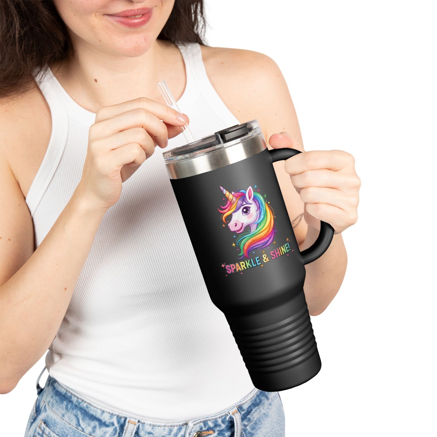 Rainbow Unicorn Insulated Travel Mug, Fun Mug for Kids, Beautiful Gift for Any Celebration, Cute Travel Mug, Party Favor, Unicorn Lover Gift