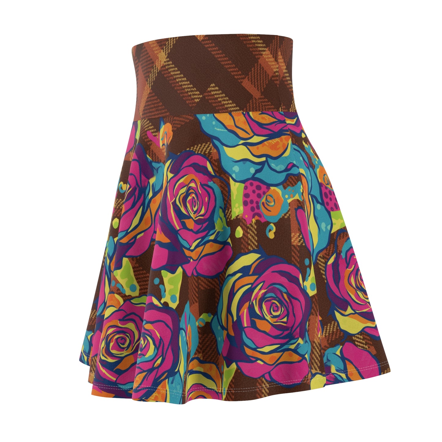 Colorful Floral Women's Skater Skirt, Casual Summer Skirt, Vibrant Print Skirt, Trendy Outfit for Parties, Gift for Her