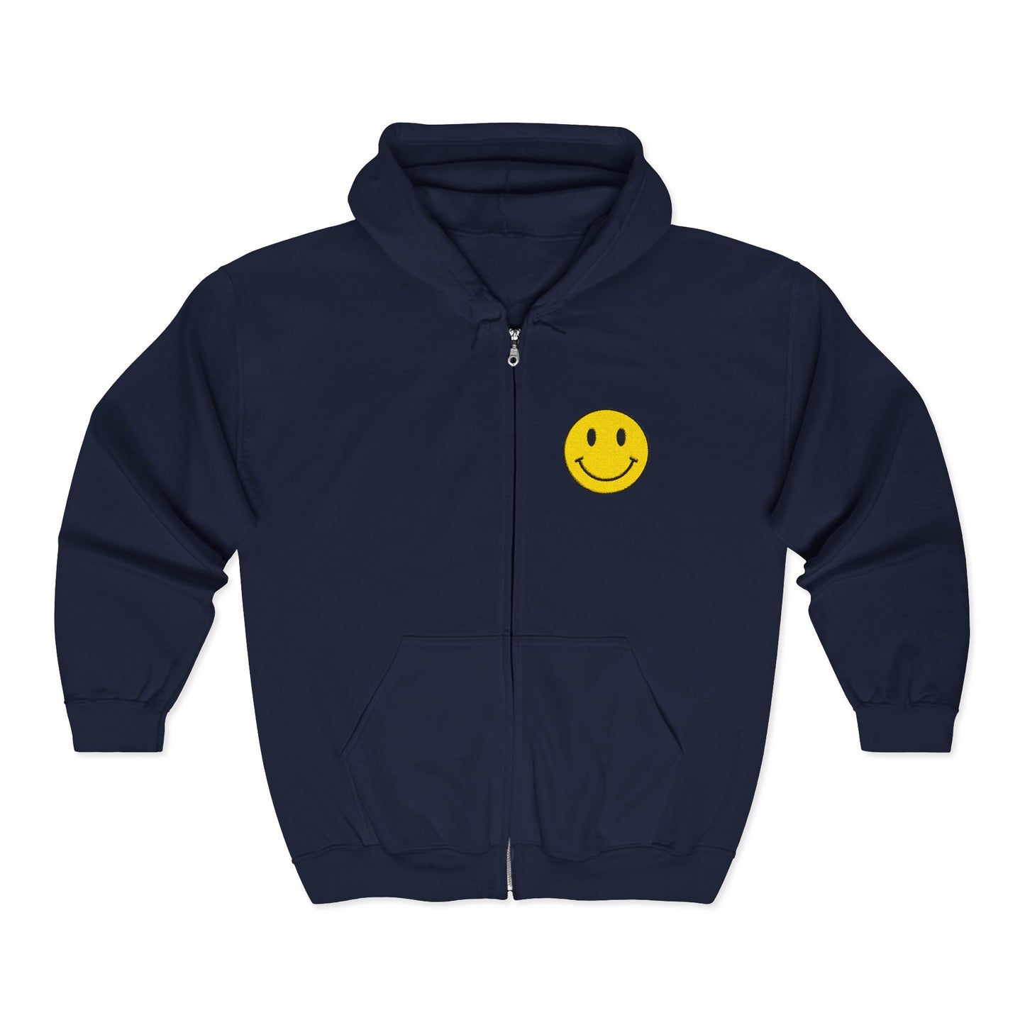 Happy Smiley Zip Hoodie | Unisex Hooded Sweatshirt, Casual Wear, Gift Idea, Summer Nights, Relaxed Vibe, Everyday Comfort