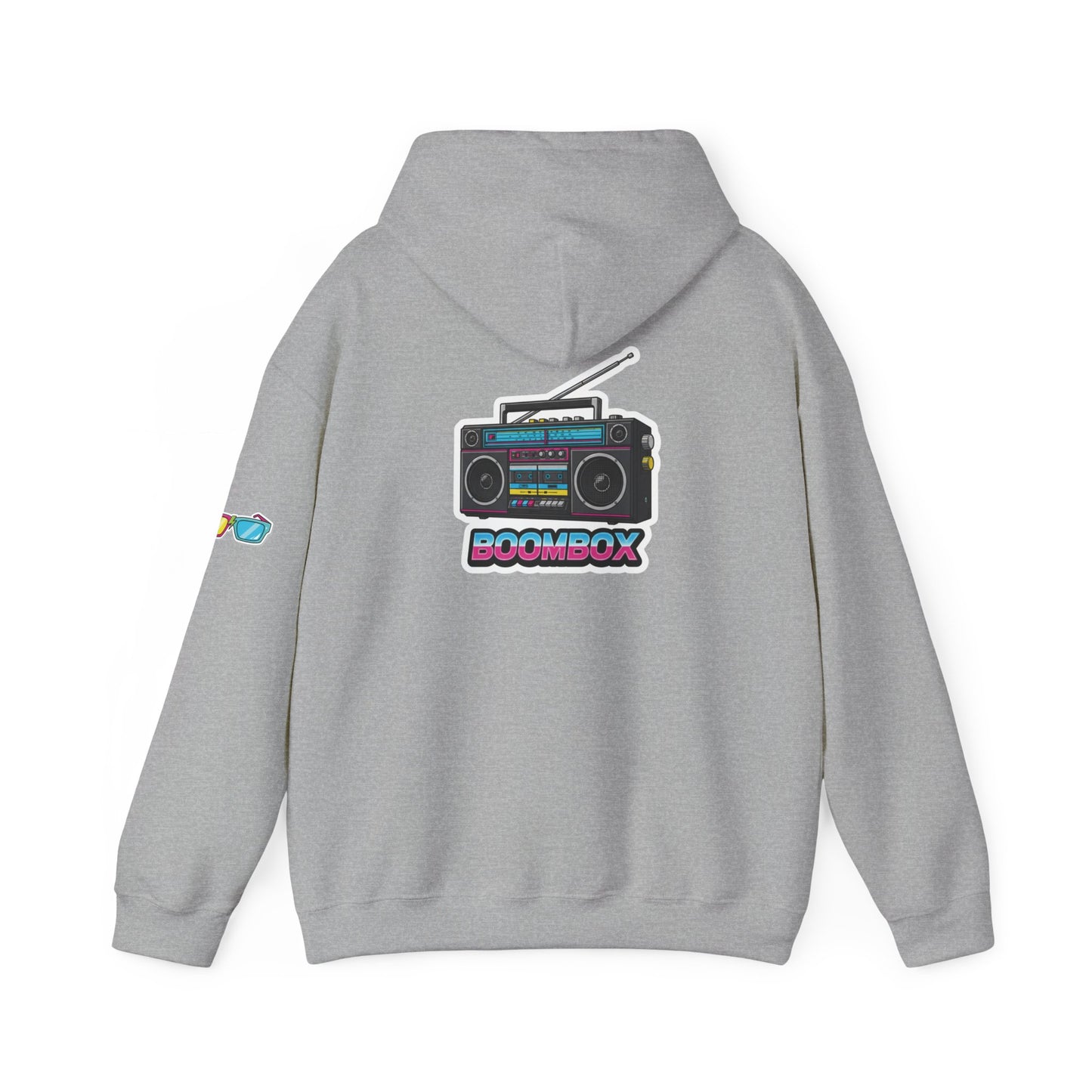 Retro Boombox Hoodie - Boldly 80s, Unisex Casual Wear, Streetwear, Gift for Music Lovers, Vintage Vibe Fashion