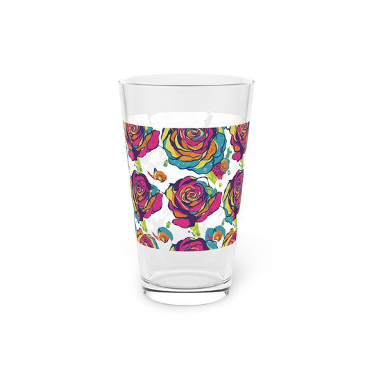 Vibrant Rose Pint Glass, Colorful Drinkware, Cocktail Glass