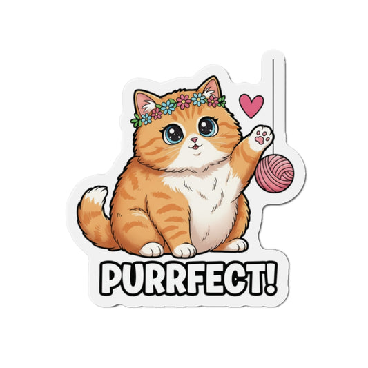 Cute Cat Die-Cut Magnet, Purrfect Home Decor, Cat Lover Gift, Fun Fridge Magnet, Pet Themed Decoration