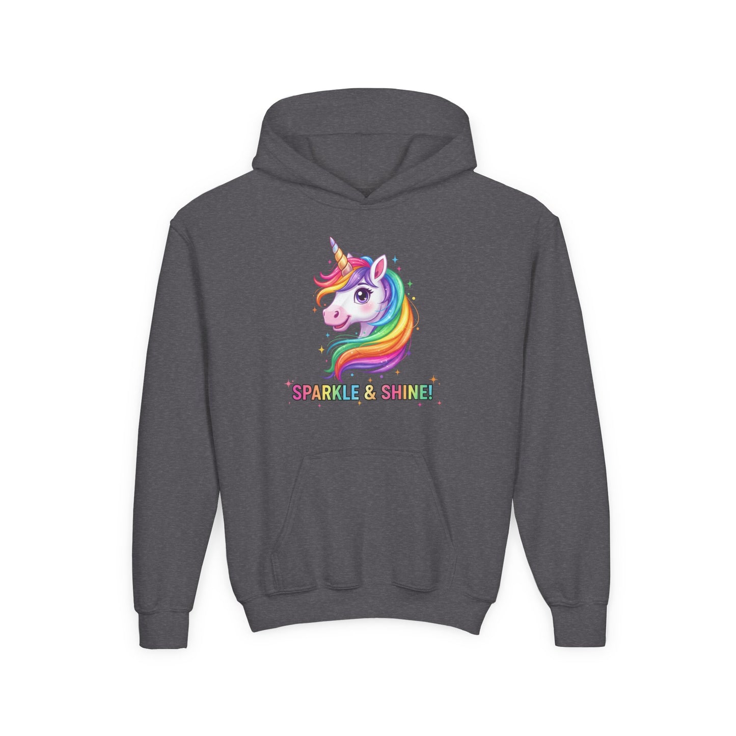 Rainbow Unicorn Youth Hoodie - Sparkle & Shine, Kids Sweatshirt, Birthday Gift, Fun Apparel, Magical Clothing, Youth Fashion