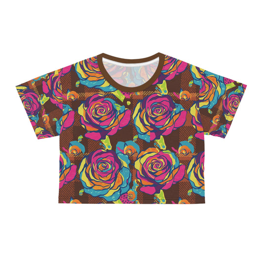 Colorful Floral Crop Tee - Vibrant Floral Top, Casual Women’s Tee, Summer Style, Boho Chic Shirt, Gift for Her, Festival Wear