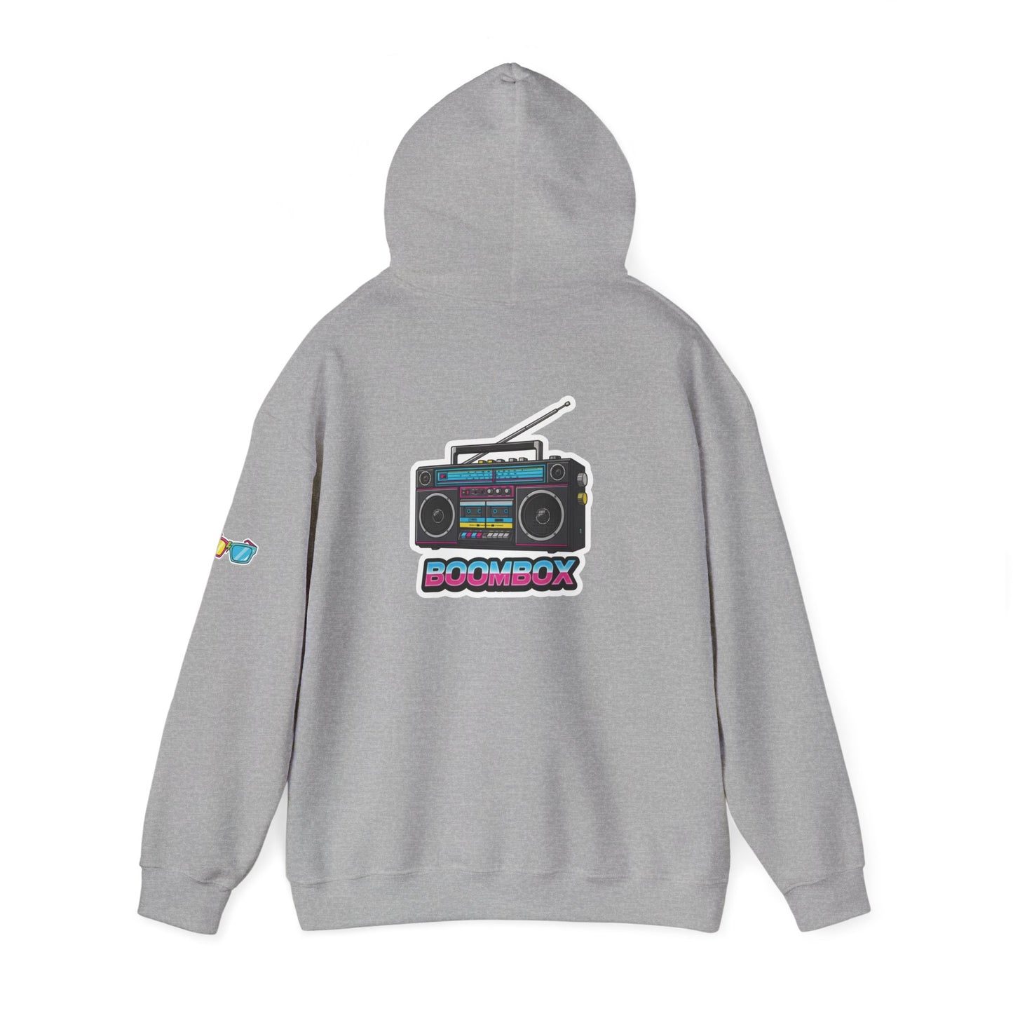 Retro Boombox Hoodie - Boldly 80s, Unisex Casual Wear, Streetwear, Gift for Music Lovers, Vintage Vibe Fashion