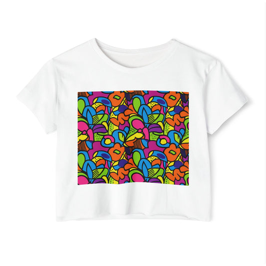 Colorful Women's Festival Crop Top - Boho Chic, Summer Vibes, Music Festivals, Casual Wear, Gift Idea, Trendy Apparel