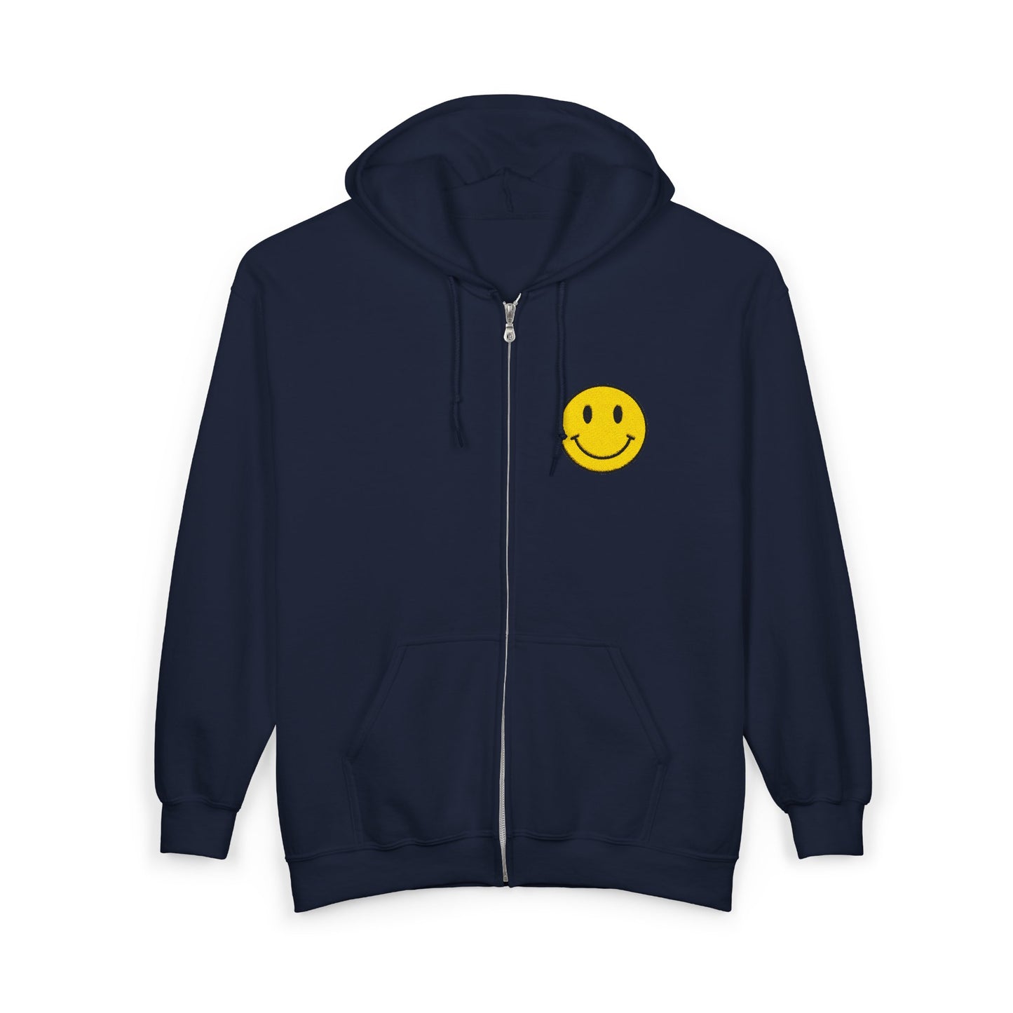 Happy Smiley Zip Hoodie | Unisex Hooded Sweatshirt, Casual Wear, Gift Idea, Summer Nights, Relaxed Vibe, Everyday Comfort
