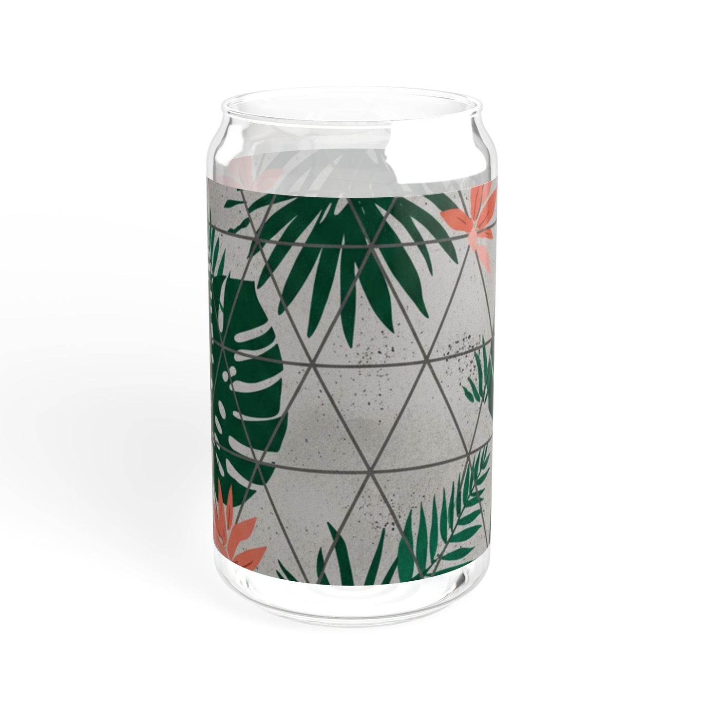 Tropical Sipper Glass, 16oz Tropical Drinkware, Eco-Friendly Beverage Glass, Summer Parties, Home Decor, Gift for Her