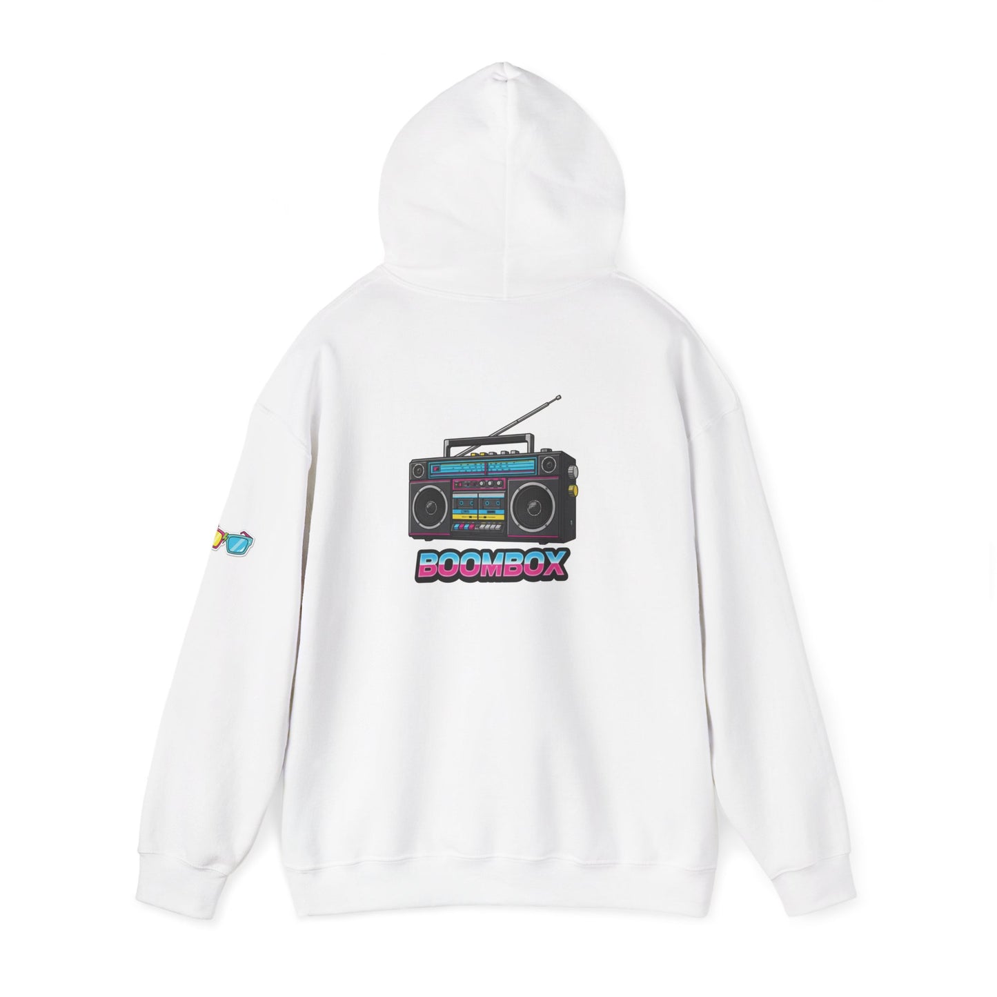 Retro Boombox Hoodie - Boldly 80s, Unisex Casual Wear, Streetwear, Gift for Music Lovers, Vintage Vibe Fashion