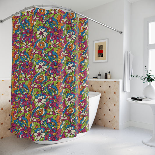 Abstract Floral Shower Curtain, Vibrant Floral Bathroom Decor, Flower Print Bath Curtain, Colorful Home Accent, Spring Cleaning Essentials