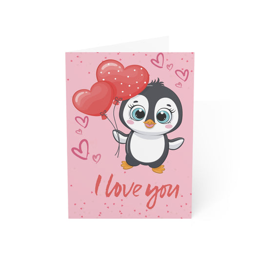 Cute Penguin Love Greeting Cards, Valentine's Day, Anniversaries, Friendship Notes, Adorable Card Set