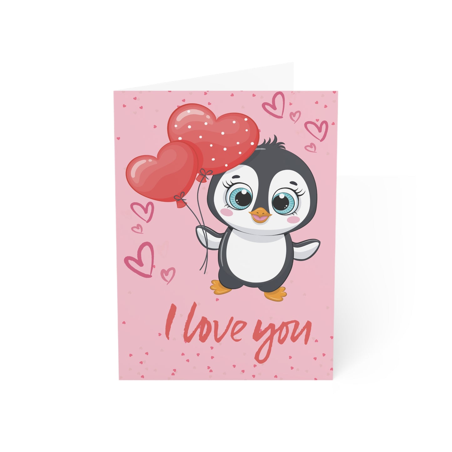 Cute Penguin Love Greeting Cards, Valentine's Day, Anniversaries, Friendship Notes, Adorable Card Set