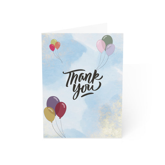 Colorful Balloon Thank You Greeting Cards - Pack of 1, 10, 30, or 50 pcs, Birthday, Celebration, Festivities, Thank You Notes, Invitations