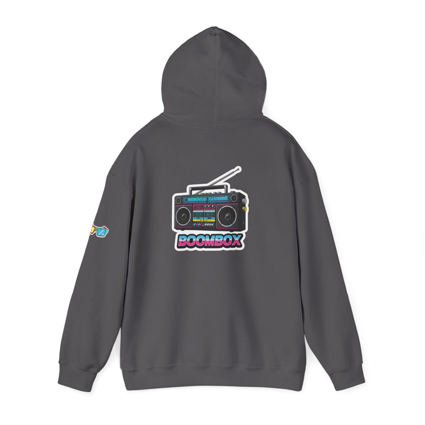 Retro Boombox Hoodie - Boldly 80s, Unisex Casual Wear, Streetwear, Gift for Music Lovers, Vintage Vibe Fashion