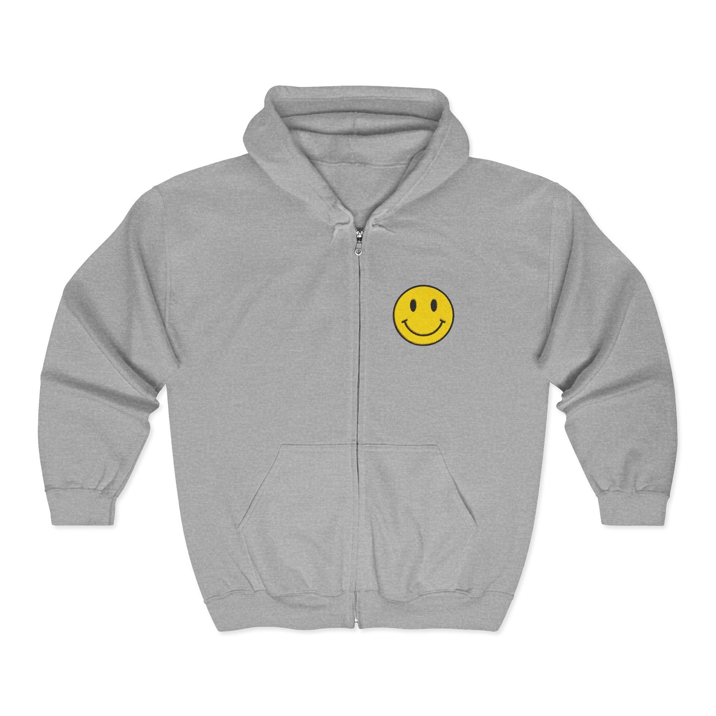 Happy Smiley Zip Hoodie | Unisex Hooded Sweatshirt, Casual Wear, Gift Idea, Summer Nights, Relaxed Vibe, Everyday Comfort
