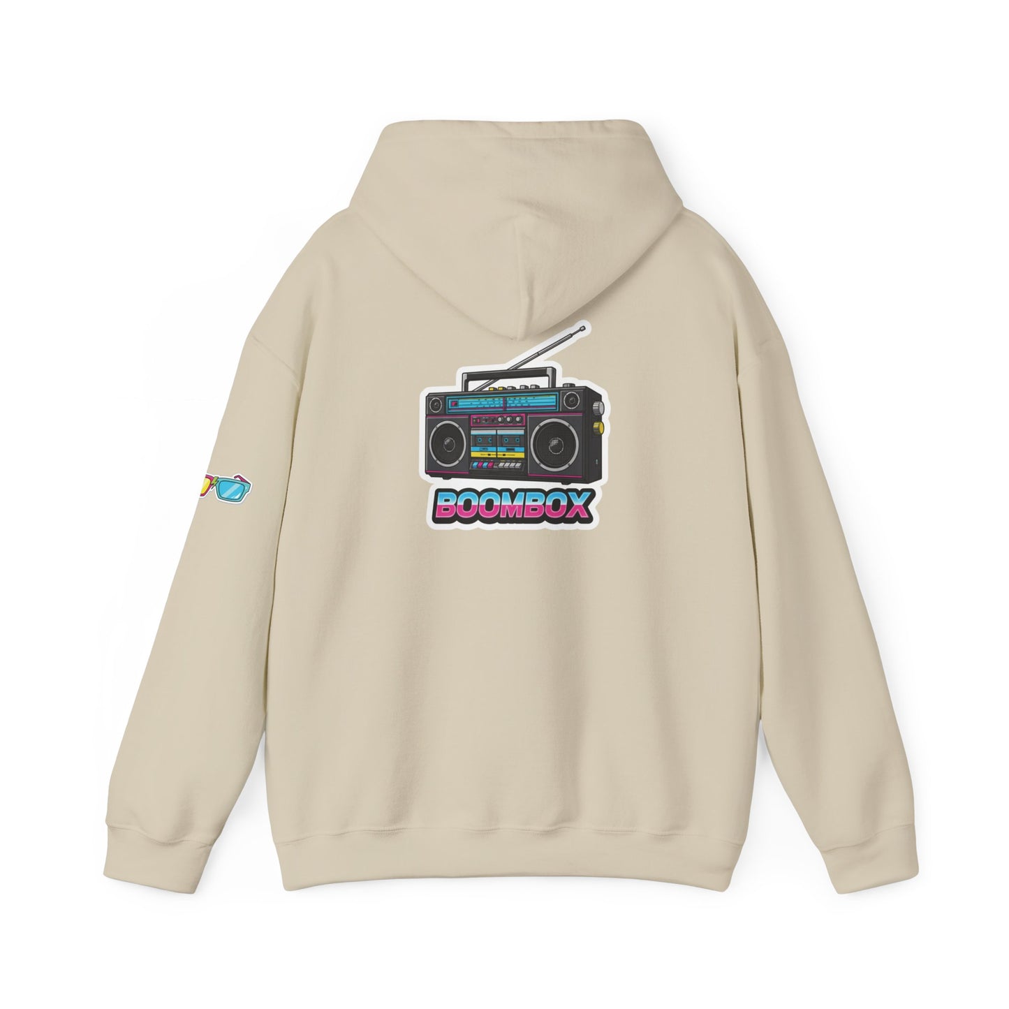 Retro Boombox Hoodie - Boldly 80s, Unisex Casual Wear, Streetwear, Gift for Music Lovers, Vintage Vibe Fashion