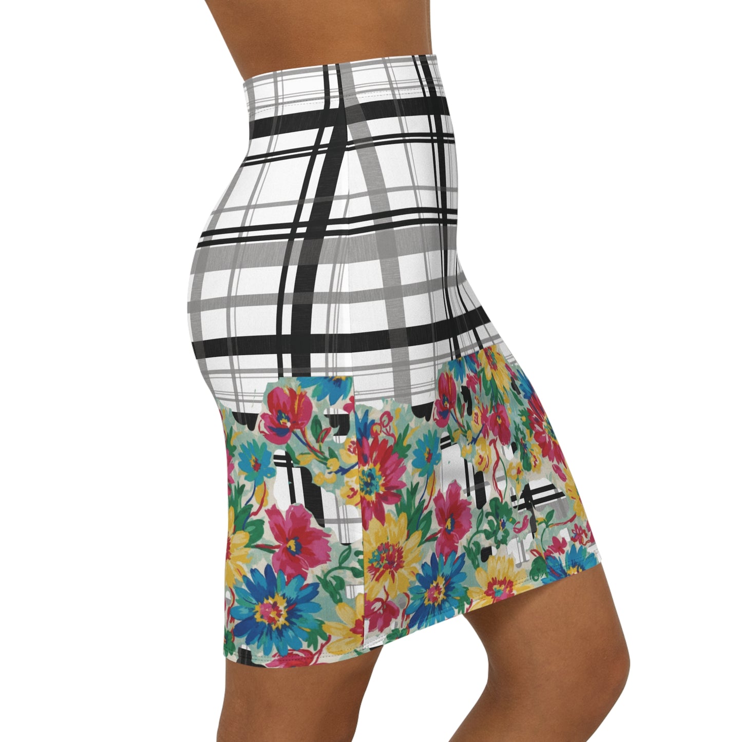 Floral Plaid Pencil Skirt for Women | Stylish Office Wear, Date Night Outfit, Summer Fashion, Versatile Casual Skirt, Gift for Her
