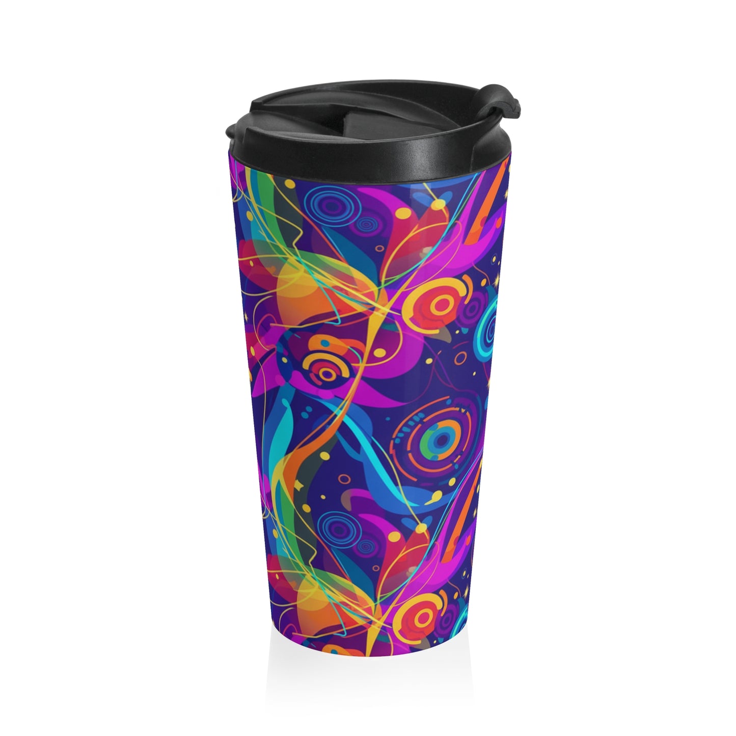 Vibrant Floral Stainless Steel Travel Mug, Colorful Coffee Cup, Travel Gift, Birthday Present, Office Mug, Eco-Friendly Drinkware