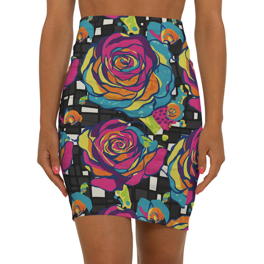 Vibrant Floral Pencil Skirt, Women's Skirt, Colorful Workwear, Summer Fashion, Office Outfit, Unique Gift Idea