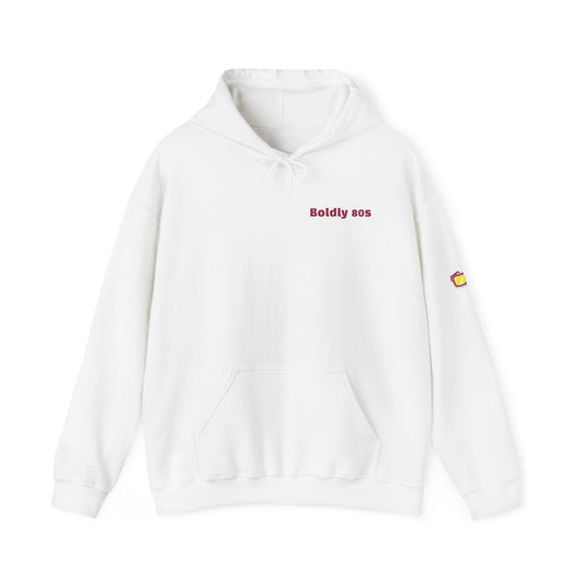 Retro Boombox Hoodie - Boldly 80s, Unisex Casual Wear, Streetwear, Gift for Music Lovers, Vintage Vibe Fashion