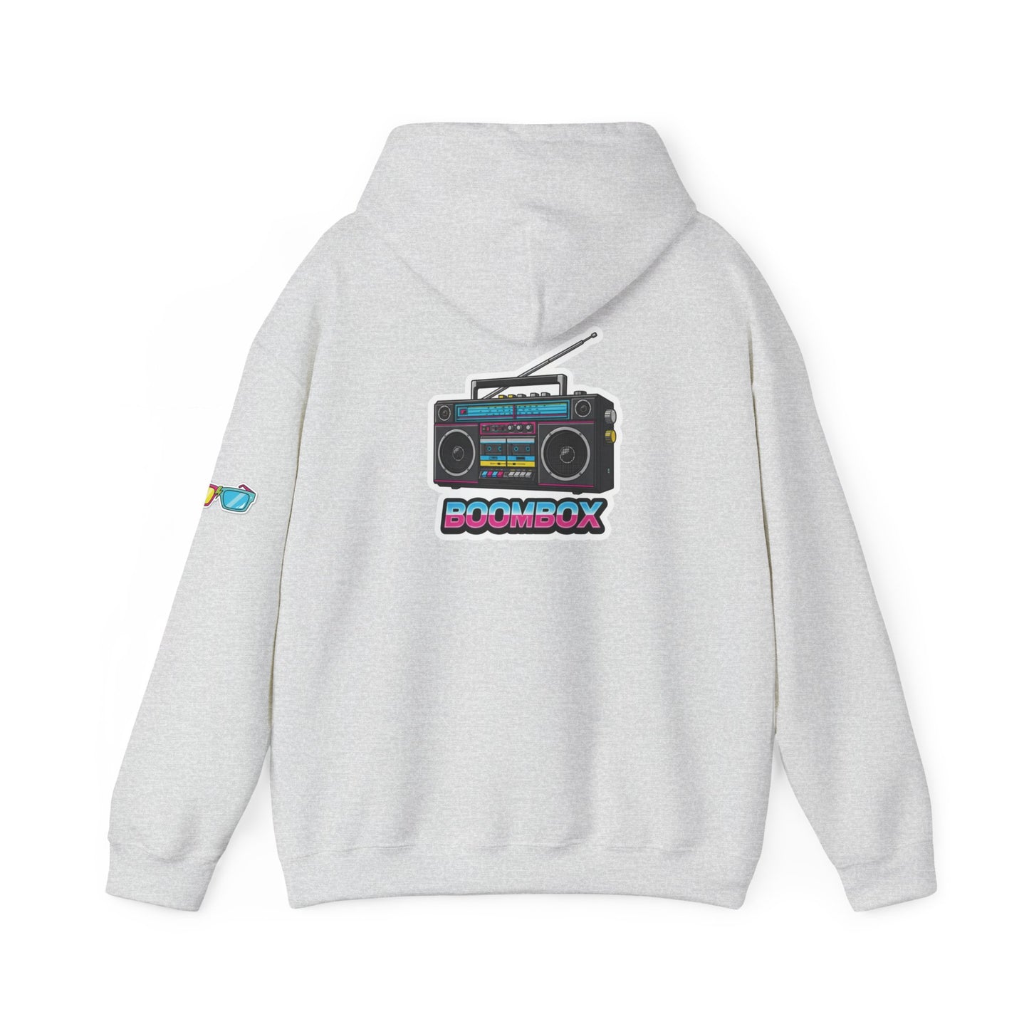 Retro Boombox Hoodie - Boldly 80s, Unisex Casual Wear, Streetwear, Gift for Music Lovers, Vintage Vibe Fashion