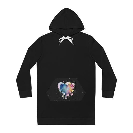 Colorful Heart Women's Hoodie Dress, Cozy Loungewear, Gift for Her, Casual Outfit, Trendy Fashion
