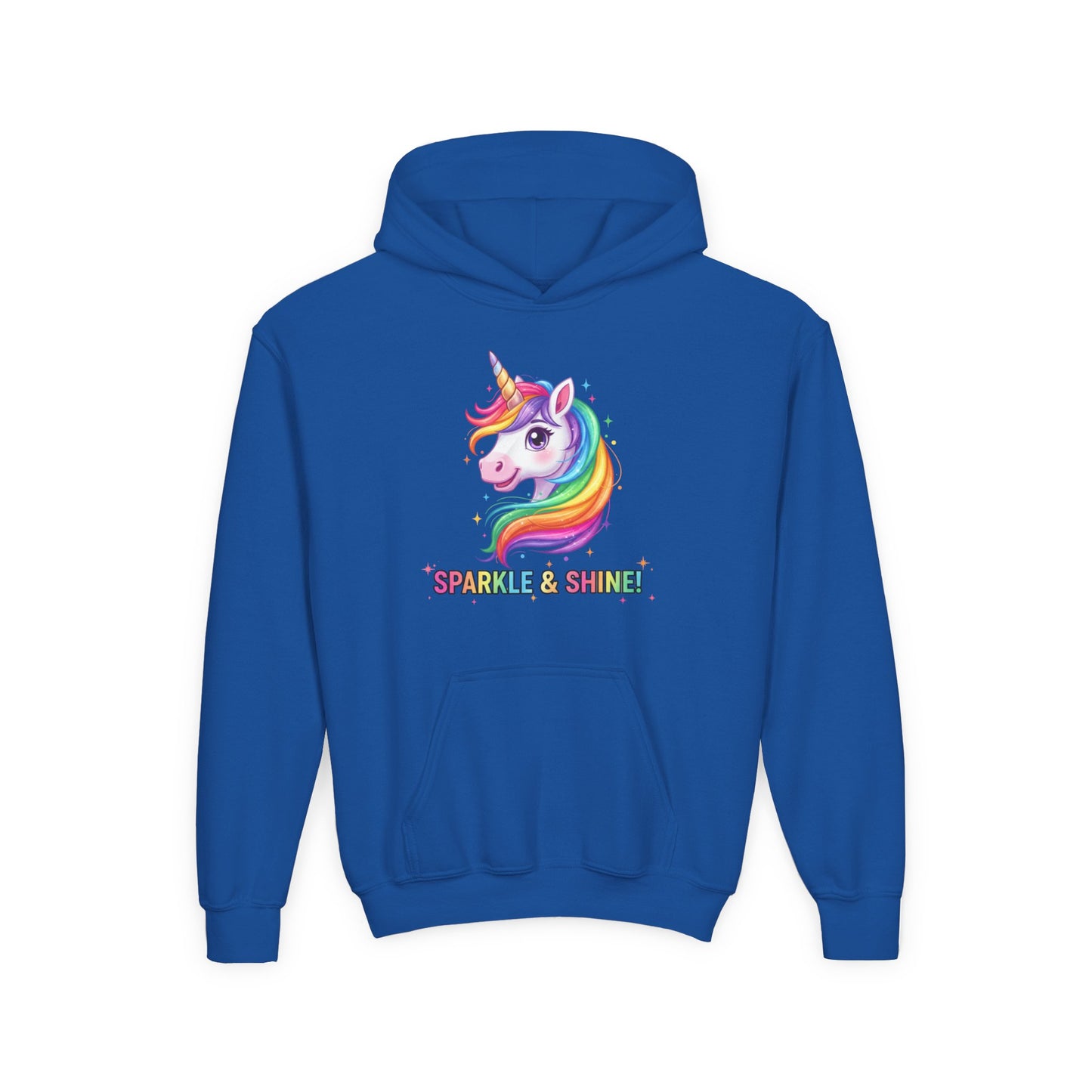 Rainbow Unicorn Youth Hoodie - Sparkle & Shine, Kids Sweatshirt, Birthday Gift, Fun Apparel, Magical Clothing, Youth Fashion