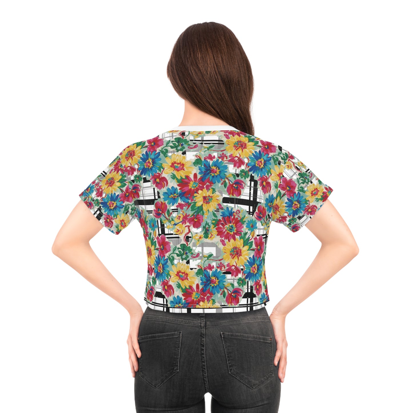 Floral Print Crop Tee - Vibrant Summer Top for Casual Outings, Festivals, Beach Days, Gifts, and Everyday Wear