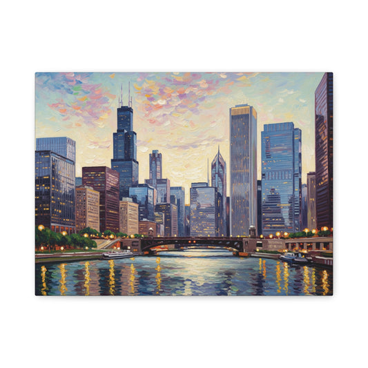 Chicago Cityscape Wall Art, Urban Decor, Home Decoration, Gift for City Lovers, Modern Art