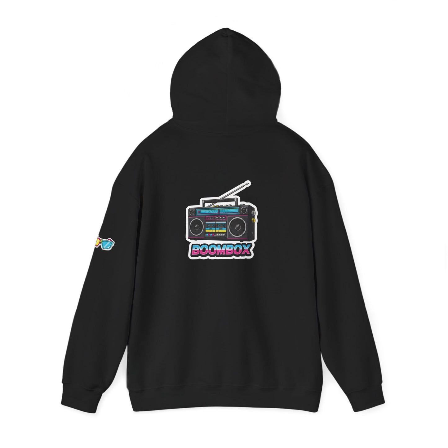 Retro Boombox Hoodie - Boldly 80s, Unisex Casual Wear, Streetwear, Gift for Music Lovers, Vintage Vibe Fashion