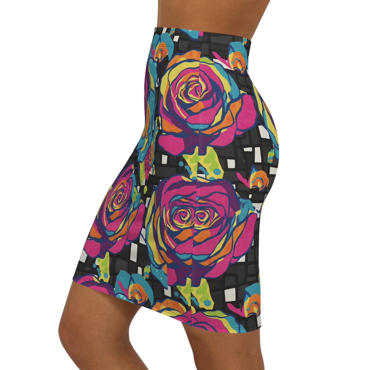 Vibrant Floral Pencil Skirt, Women's Skirt, Colorful Workwear, Summer Fashion, Office Outfit, Unique Gift Idea