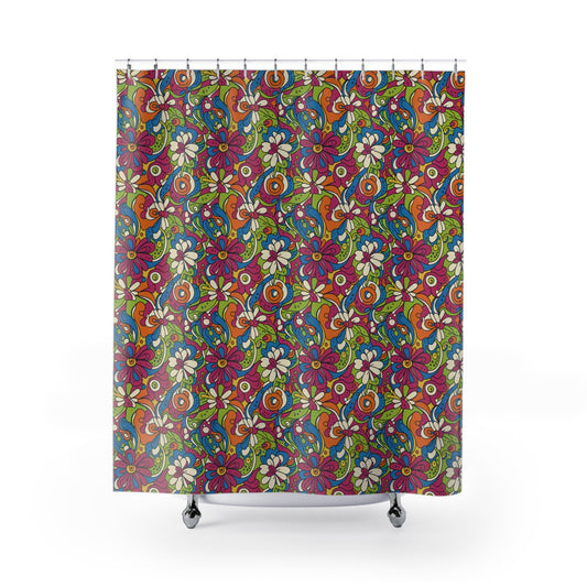 Abstract Floral Shower Curtain, Vibrant Floral Bathroom Decor, Flower Print Bath Curtain, Colorful Home Accent, Spring Cleaning Essentials