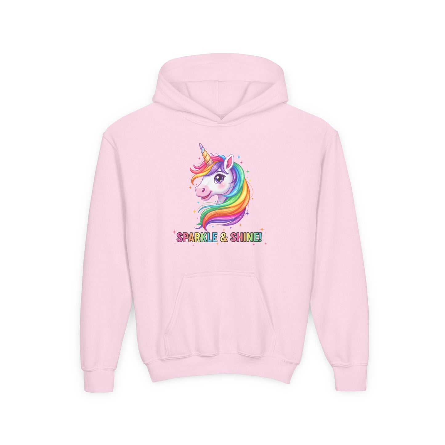 Rainbow Unicorn Youth Hoodie - Sparkle & Shine, Kids Sweatshirt, Birthday Gift, Fun Apparel, Magical Clothing, Youth Fashion